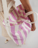 Horizontal Zip Duck Bag in Pink Stripe from BAGGU