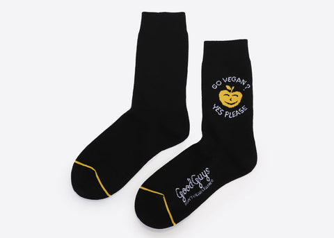 Go Vegan? Yes Please Socks in Black from Good Guys